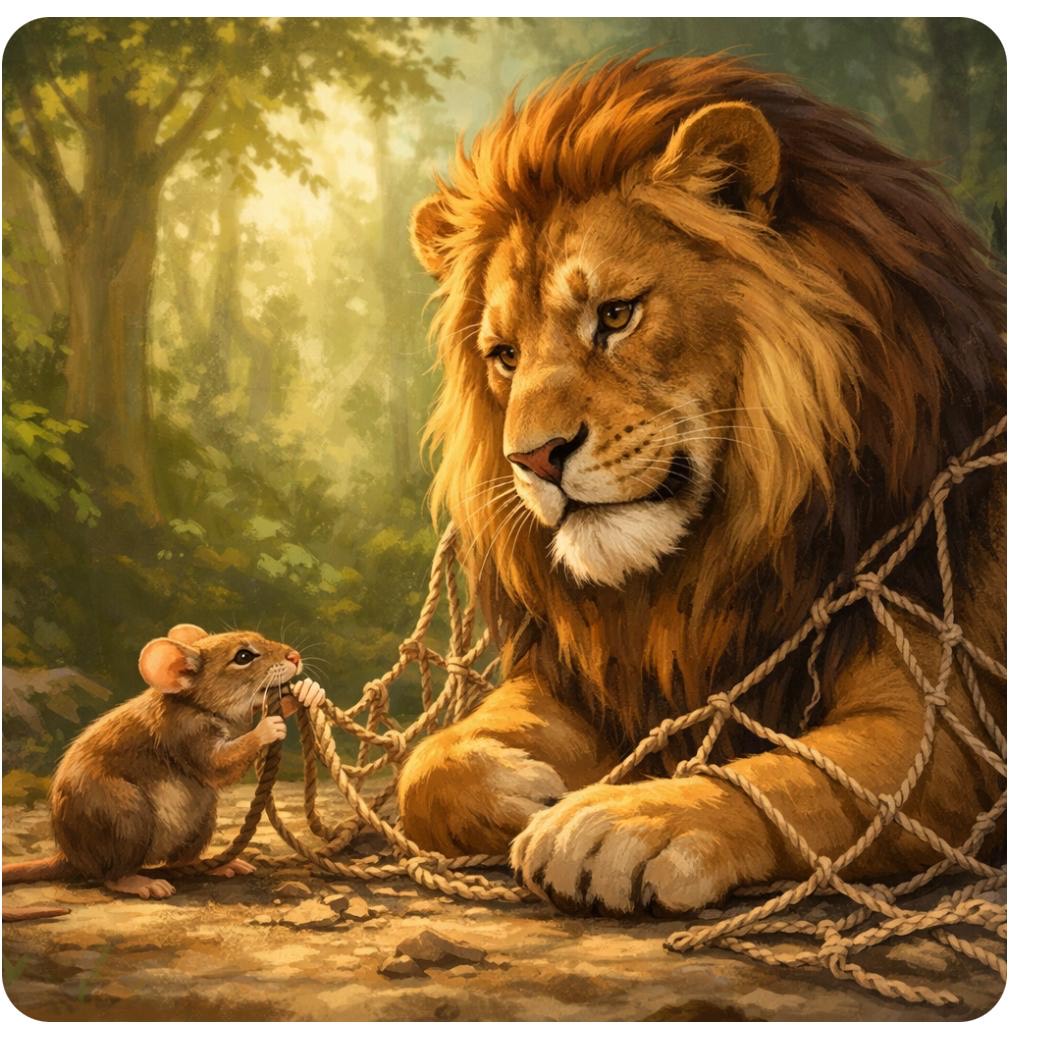 قصة ‎الفأر منقذ الاسد