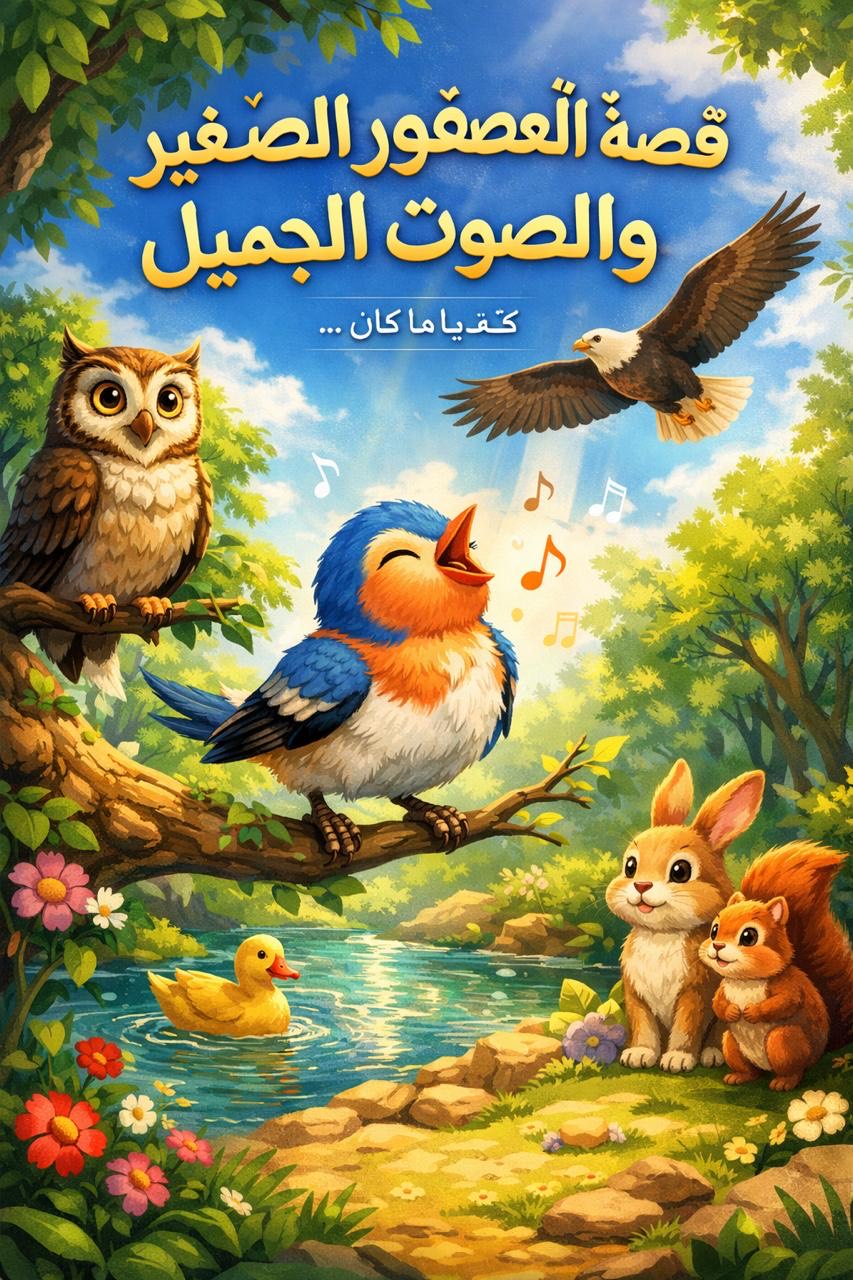 ‎قِصَّةُ العُصْفُورِ الصَّغِيرِ وَالصَّوْتِ الجَمِيلِ