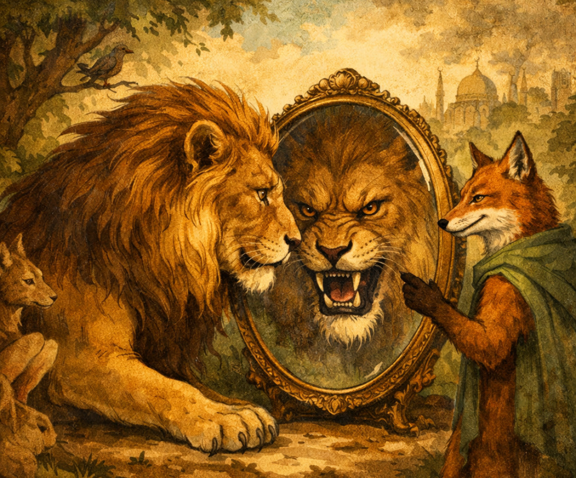 الأسد الذي خاف من صورته