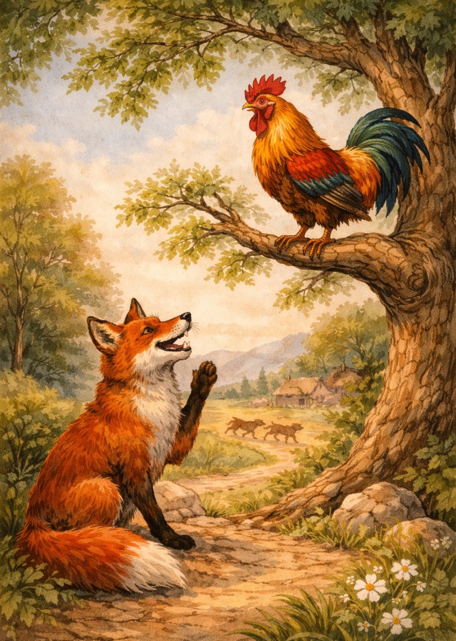قصة الثعلب والديك