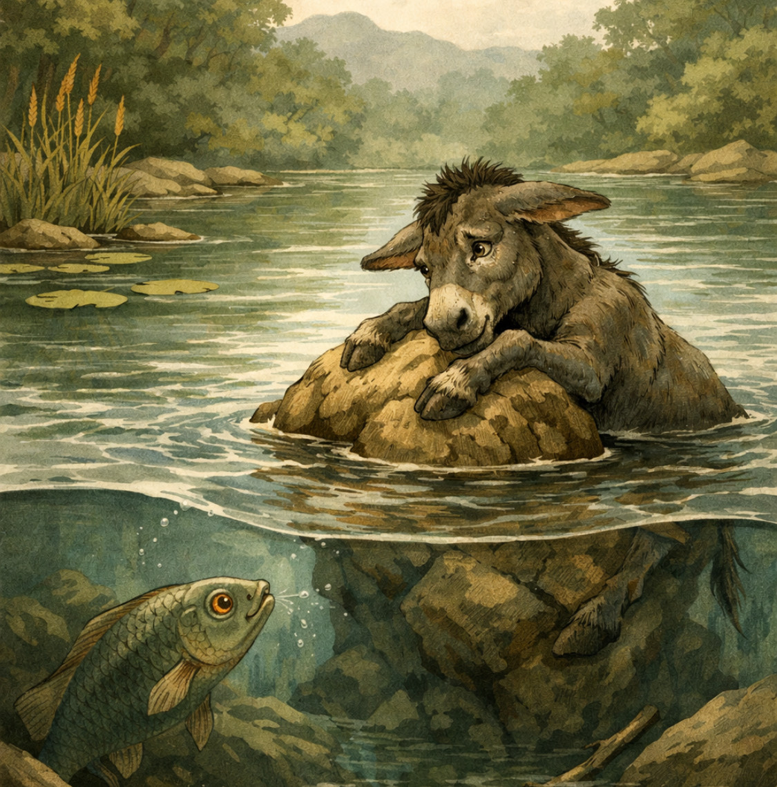 Lالحمار والنهر العميق