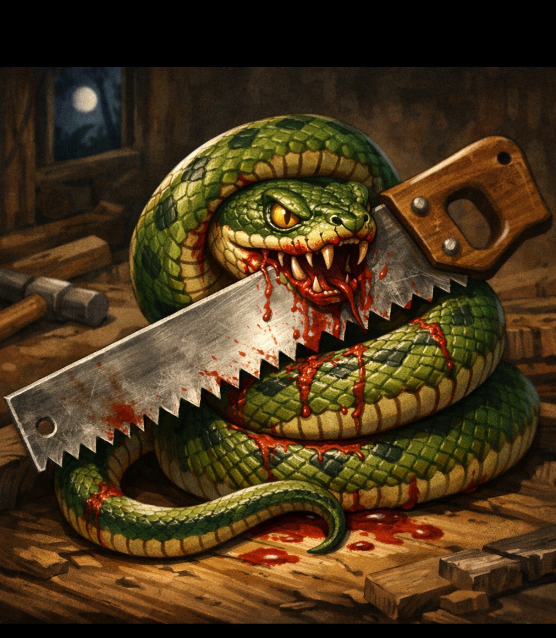 قصة الثعبان والمنشار