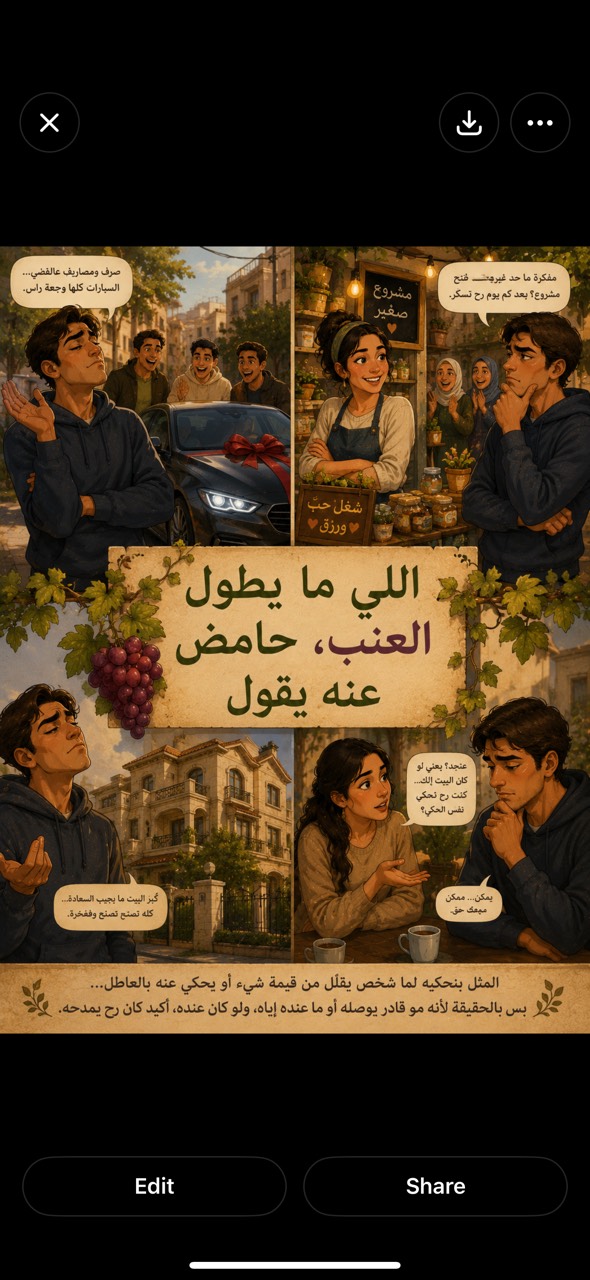 ‎اللي ما يطول العنب، حامض عنه يقول/اللهجة الفلسطينية الأردنية
