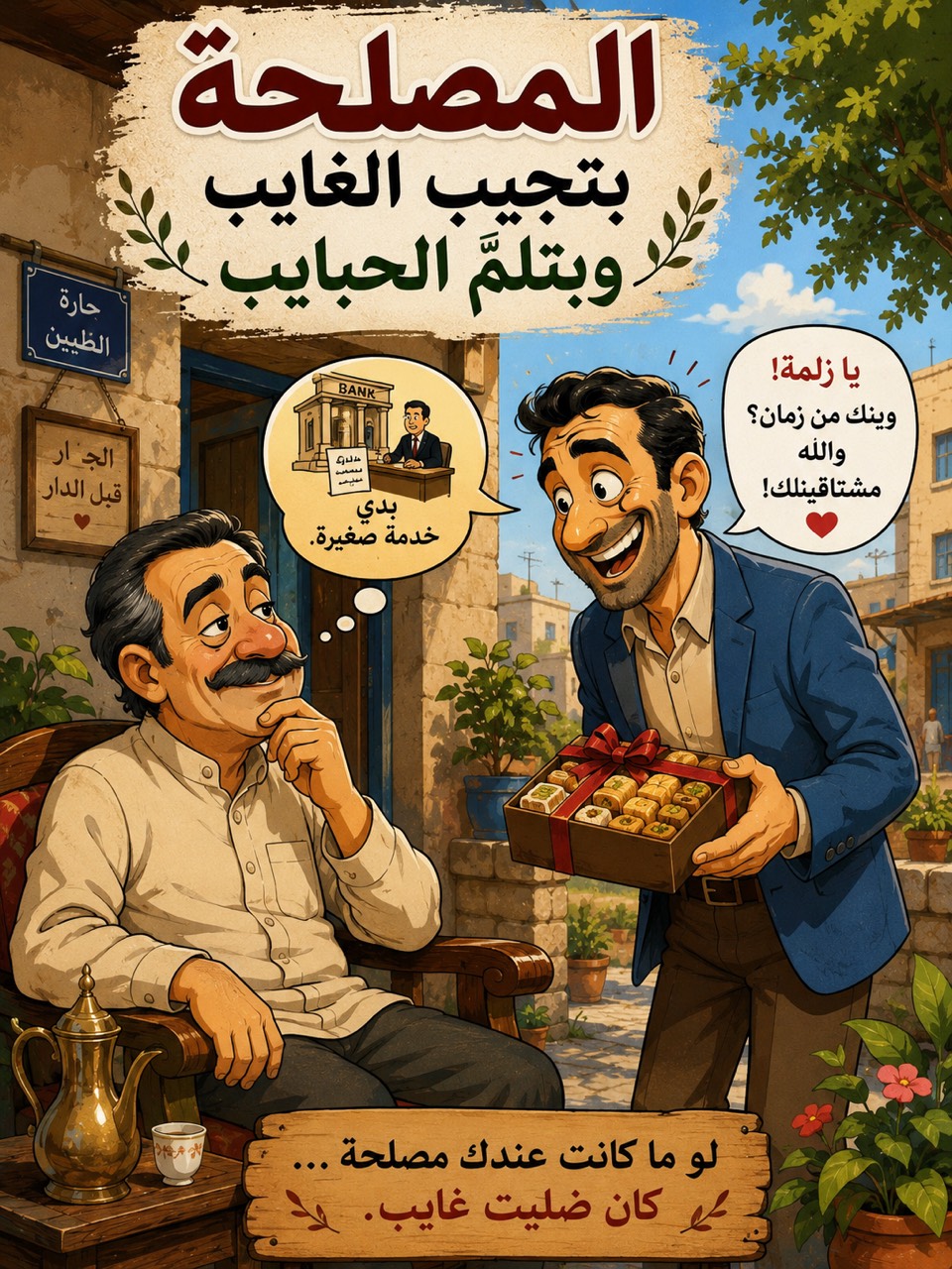 المصلحة بتجيب الغايب وبتلمّ الحبايب /اللهجة الفلسطينية الأردنية - قصة عربية
