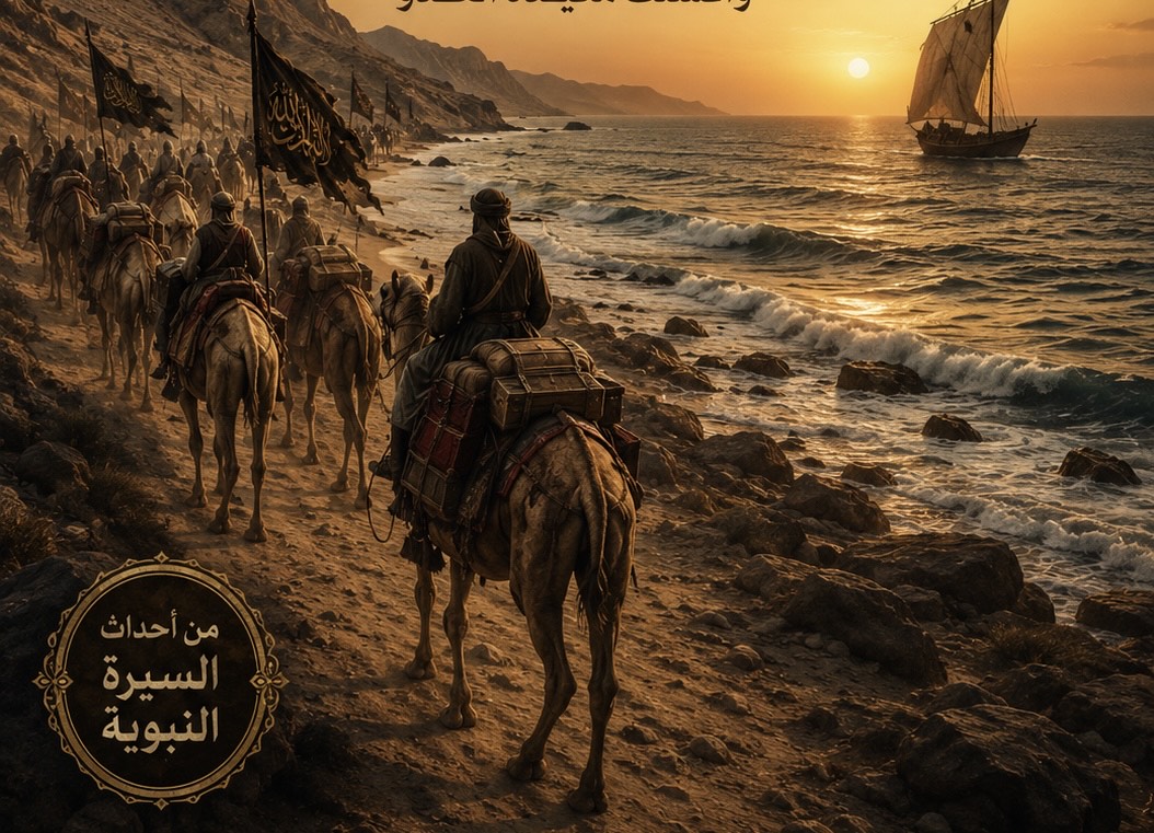 هروب ابو سفيان بالقافلة عن طريق الساحل - قصة عربية
