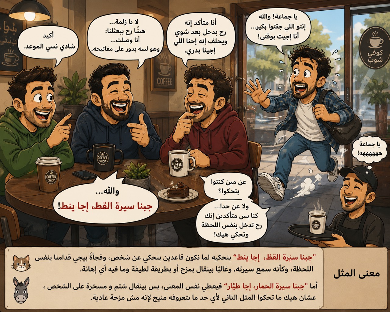 جبنا سيرة القط، إجا ينط/اللهجة الفلسطينية الأردنية - قصة عربية