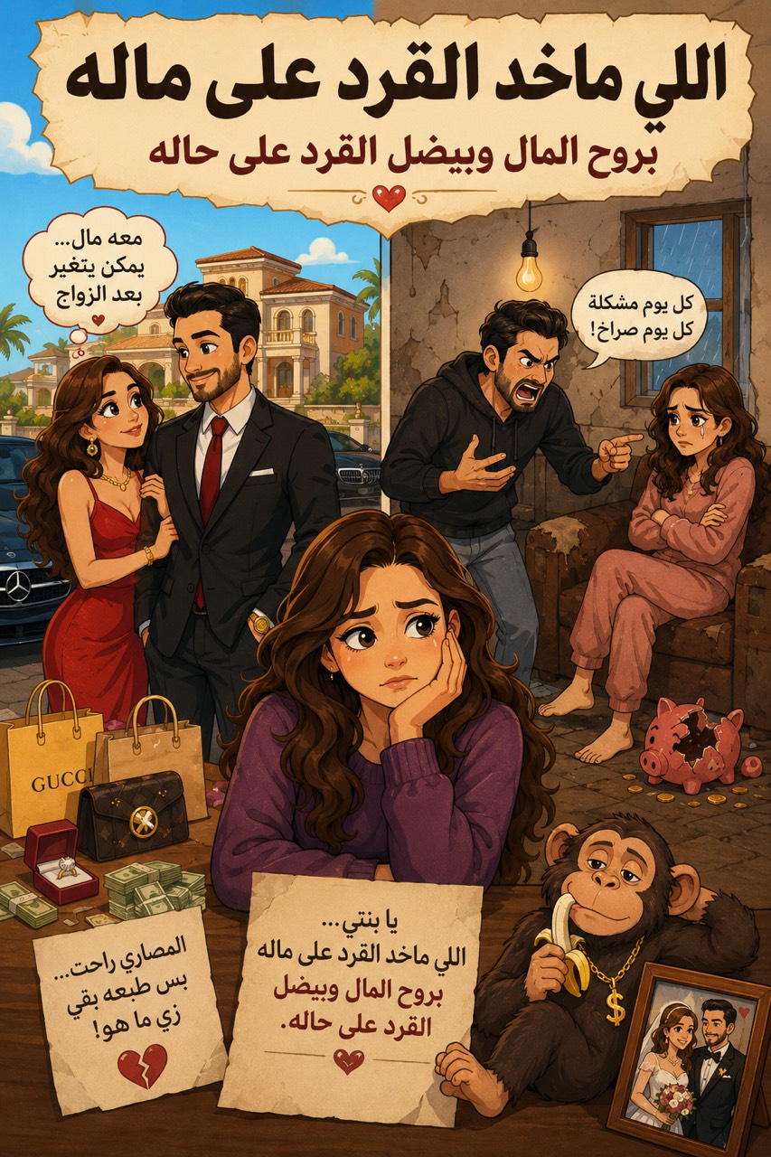 اللي ماخد القرد ع ماله،،، بروح المال وبيضل القرد ع حاله / اللهجة الفلسطينية الأردنية - قصة عربية